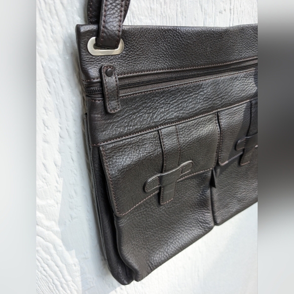 BOSCA Brown Soft Leather Zip Around Briefcase Messenger Bag Adjustable Strap - Picture 3 of 9